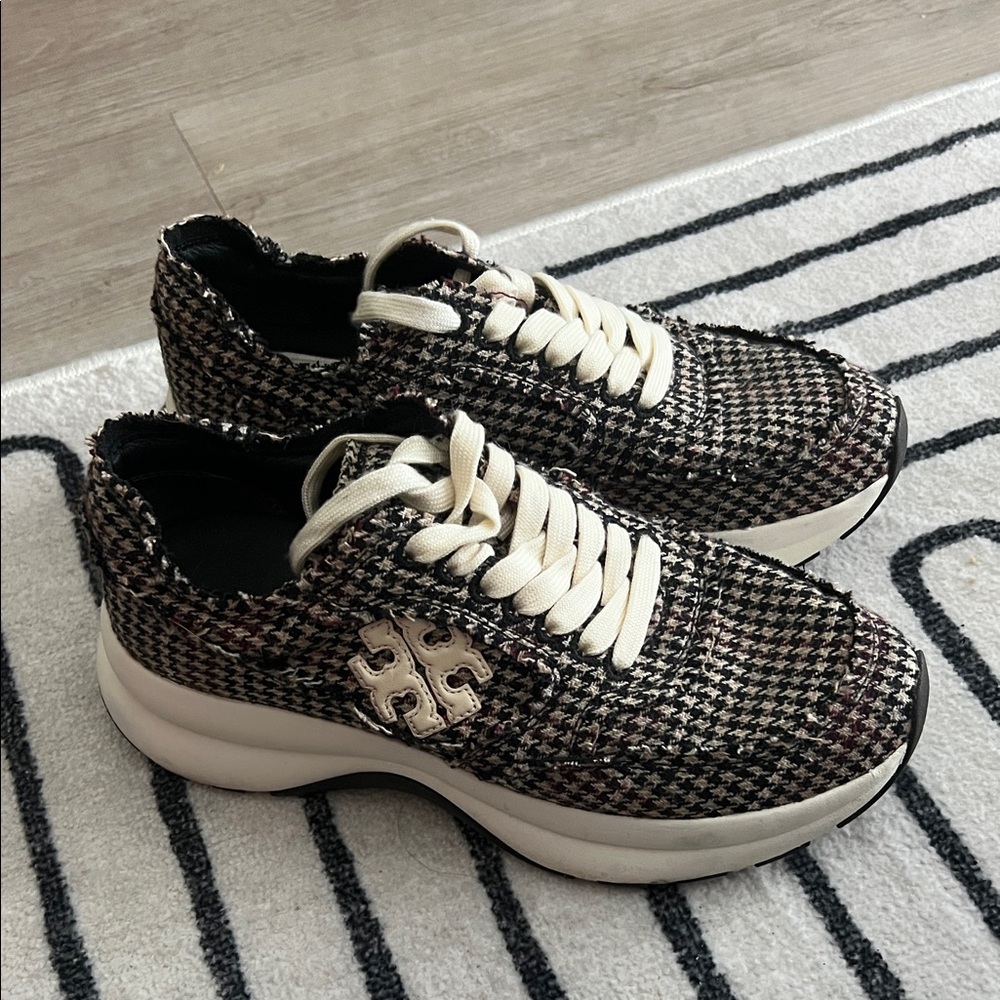 Tory Burch Women's Tweed Sneakers - Black, Cream, and Brown